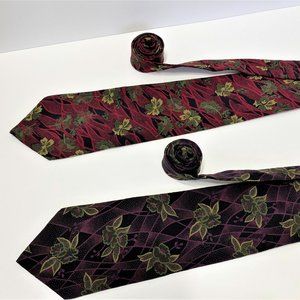 Metropolitan View 90s Vintage pointillistic floral design tie duet
